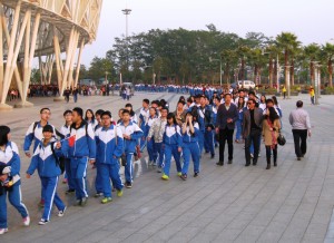 Some of the many school children who were at the game