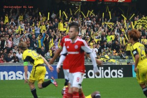 Sun Pegasus Mckee celebrates after scoring 