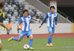 South Korean signings Park and Jang in action for Guangzhou R&F