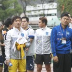 Yokohama FC (HK) players thank their fans after the game. 