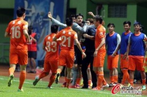 The Shandong squad made a point of celebrating with Cuca after each goal