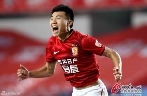 Dong Xuesheng celebrates his winner against Shenxin