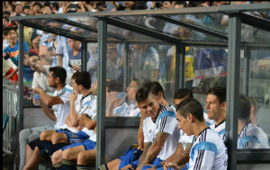 The Argentina bench settles in - Picture by JRP Borthwick