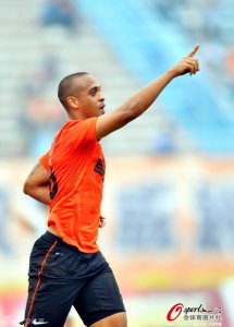 "How was it for you?" Tassio celebrates his first goal in a Wuhan shirt.