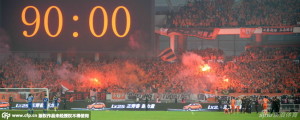 On Fire: Delirium over takes the enormous contingent of away fans