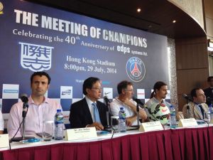 Jose Molina on the far left  as Kitchee prepare to face PSG Paris 