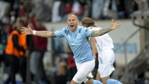 Worth Getting Excited Over: Magnus Eriksson  celebrates a goal for Malmo