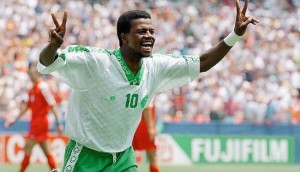 Footballing Mecca: Saeed Al-Owairan cerebrates his incredible goal at the 1994 World Cup