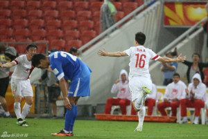 Anything You Can Do...:Sun Ke mirrors Jiangsu teammate Wu Xi's celebration