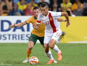 Zhang Chengdong in action against Australia