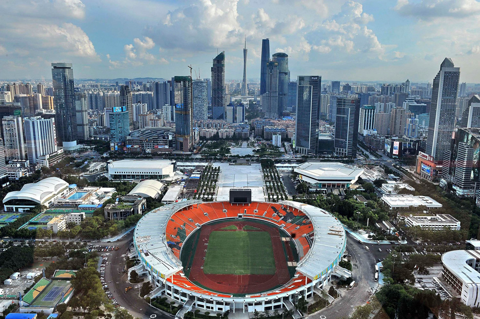 Tianhe's skyline provides a spectacular backdrop