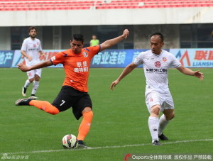 Back Down To Earth: Jiangxi's Adi Rocha (7) scored a hat-trick against Liaoning in midweek but failed to score vs Hunan