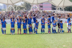 YFCMD acknowledge the crowd before the play off final 