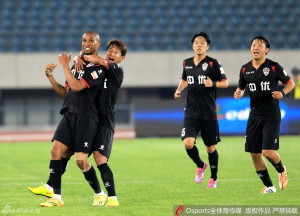 Dori celebrates his winning goal against Aerbin earlier in the season