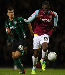 A young Frank Nouble in action for West Ham United