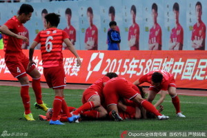 On Top of the Pile: Yanbian players give a visual demonstration of their current league position 