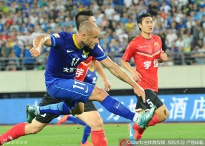 Dalian's Bruno Meneghel in action against Shenzhen