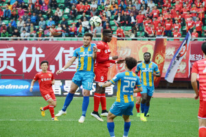 Steve (9) and Mario Lucio (10) challenge for the ball