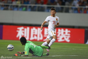 Yu Hanchao should have put China 2-0 up early in the second half