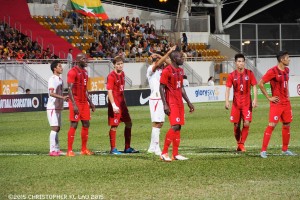 Hong Kong Line up for a corner versus Myanmar (Chris KL Lau)