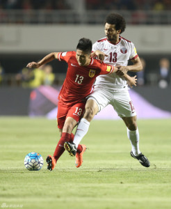 Unlucky For Some: Zhao Mingjian put on a fine display while winning his second cap at right-back